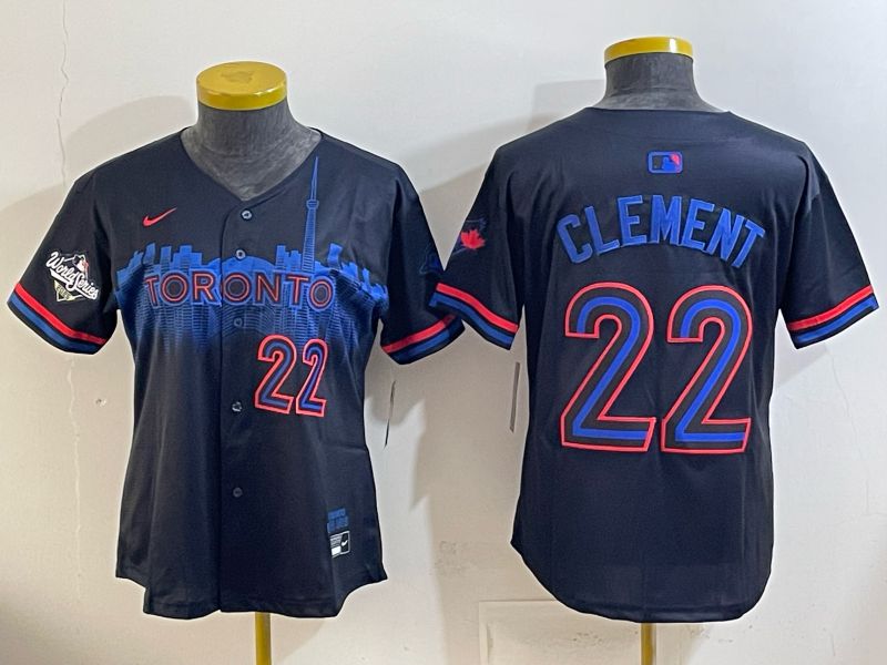 Women 2025 Nike Toronto Blue Jays #22 Clement black Game MLB Jersey 06->women mlb jersey->Women Jersey
